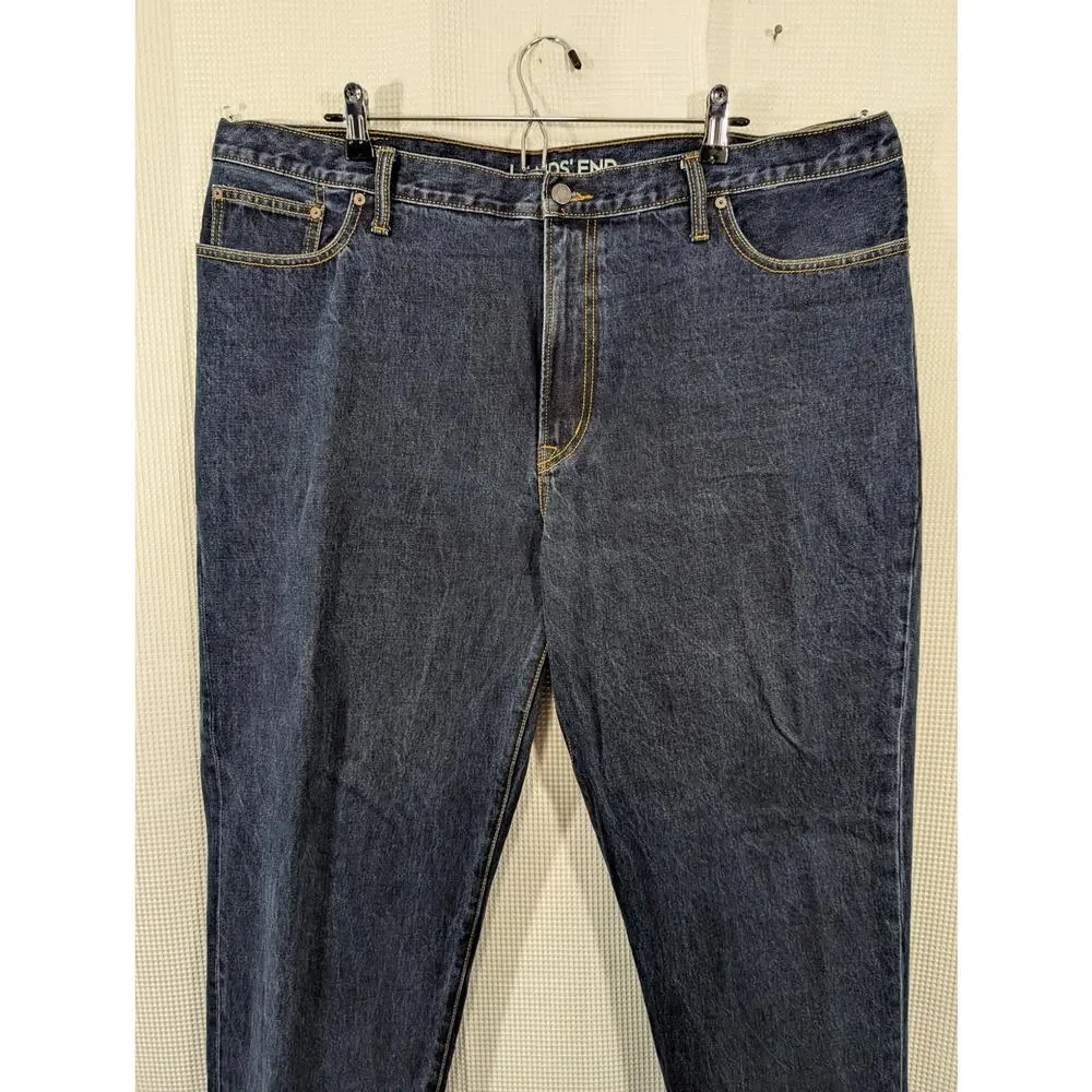 LANDS' END! CLASSIC FIT STRAIGHT LEG 5 POCKET BLUE DENIM MENS JEANS PANTS! SZ 44 - Picture 5 of 13